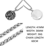 Stainless Steel Vikings Lion Necklace Men Punk Biker Pendant Chain Jewelry