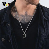 Men's Geometric Enamel Pendant with Box Chain