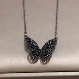 14k Plated Butterfly Necklace Bling Zircon Women Wedding Pendant