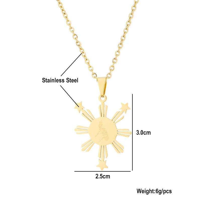 Stainless Steel Map Flag Pendant Necklaces Filipino Maps Men Women Jewelry