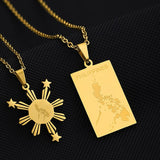 Stainless Steel Map Flag Pendant Necklaces Filipino Maps Men Women Jewelry