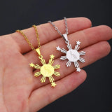 Stainless Steel Map Flag Pendant Necklaces Filipino Maps Men Women Jewelry