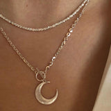 925 Silver Sparkling Amphibole Moon Pendant Necklace Women Fine Jewelry