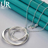 925 Silver Circle Pendant Necklace Snake Chain Wedding Jewelry
