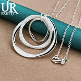 925 Silver Circle Pendant Necklace Snake Chain Wedding Jewelry