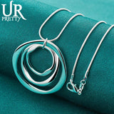 925 Silver Circle Pendant Necklace Snake Chain Wedding Jewelry