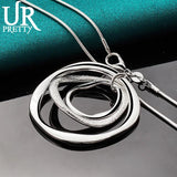 925 Silver Circle Pendant Necklace Snake Chain Wedding Jewelry