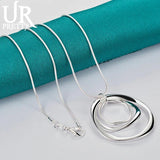 925 Silver Circle Pendant Necklace Snake Chain Wedding Jewelry