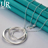 925 Silver Circle Pendant Necklace Snake Chain Wedding Jewelry