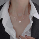 925 Silver Starfish Shell Pendant Necklace Micro-Inlaid Zircon Clavicle Chain