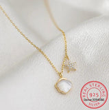 925 Silver Starfish Shell Pendant Necklace Micro-Inlaid Zircon Clavicle Chain