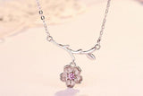 925 Sterling Silver Sakura Flower Necklace Cherry Blossoms with Chain Choker