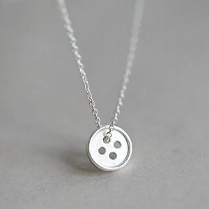 925 Silver Button Necklace Women Fine Jewelry Wedding Party Gift