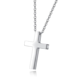 Children Silver Cross Pendant Necklace Stainless Steel Rose Jewelry