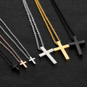 Children Silver Cross Pendant Necklace Stainless Steel Rose Jewelry