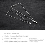 Children Silver Cross Pendant Necklace Stainless Steel Rose Jewelry