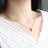Children Silver Cross Pendant Necklace Stainless Steel Rose Jewelry