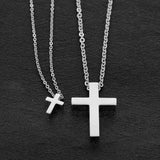 Children Silver Cross Pendant Necklace Stainless Steel Rose Jewelry