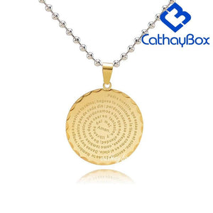 Spanish Lord's Prayer Pendant Necklace Silver Jewelry Chain