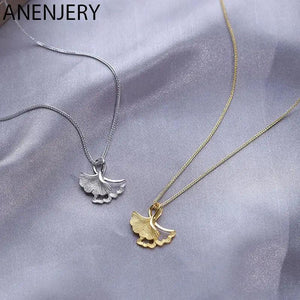 Silver Leaf Pendant Clavicle Chain Necklace for Women Golden Jewelry