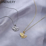 Silver Leaf Pendant Clavicle Chain Necklace for Women Golden Jewelry