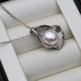 925 Silver Shell Pendant w/ Freshwater Pearl Necklace