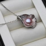 925 Silver Shell Pendant w/ Freshwater Pearl Necklace