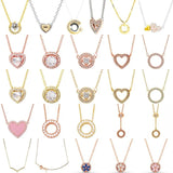 925 Silver Two Tone Heart Circle Collier Necklace Jewelry