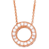 925 Silver Two Tone Heart Circle Collier Necklace Jewelry