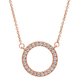 925 Silver Two Tone Heart Circle Collier Necklace Jewelry