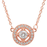 925 Silver Two Tone Heart Circle Collier Necklace Jewelry
