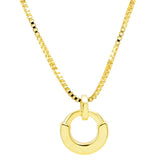 925 Silver Two Tone Heart Circle Collier Necklace Jewelry
