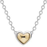 925 Silver Two Tone Heart Circle Collier Necklace Jewelry