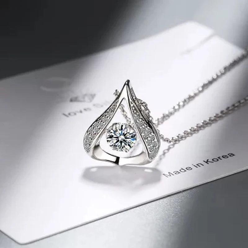 Moissanite Water Drop Pendant Necklace 925 Silver Chain Women Choker