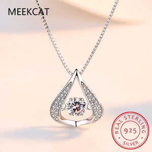 Moissanite Water Drop Pendant Necklace 925 Silver Chain Women Choker