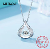 Moissanite Water Drop Pendant Necklace 925 Silver Chain Women Choker