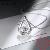 Moissanite Water Drop Pendant Necklace 925 Silver Chain Women Choker