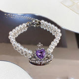 Korea Women Crystal Necklace Sets Rhinestone Pearl Jewelry