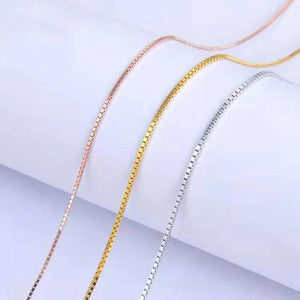 Stainless Steel Silver Plated Box Chain Necklace 47+4cm Extend Link