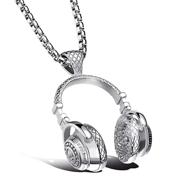 Stainless Steel Headphone Necklace Pendant Hip Hop Men's Classic Jewelry
