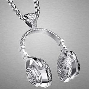 Stainless Steel Headphone Necklace Pendant Hip Hop Men's Classic Jewelry