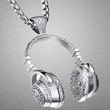 Stainless Steel Headphone Necklace Pendant Hip Hop Men's Classic Jewelry