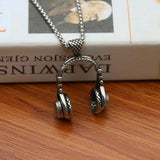 Stainless Steel Headphone Necklace Pendant Hip Hop Men's Classic Jewelry