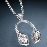 Stainless Steel Headphone Necklace Pendant Hip Hop Men's Classic Jewelry