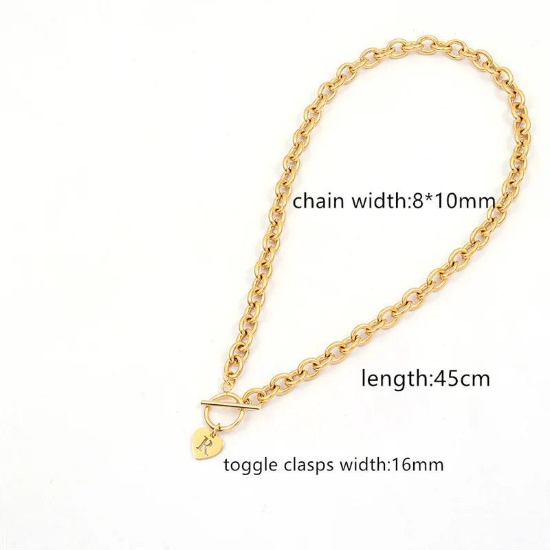 Initial Letter Necklace Women Stainless Steel Chain Jewelry Gift
