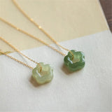 Hetian Jade Plum Blossom Pendant Necklace 925 Sterling Silver Clavicle Chain
