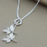 925 Silver Dragonfly Pendant Necklace Snake Chain Jewelry