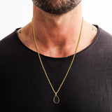 Men's Geometric Pendant Necklace, Box Chain Collar