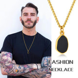 Men's Geometric Pendant Necklace, Box Chain Collar