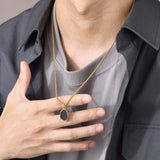 Men's Geometric Pendant Necklace, Box Chain Collar